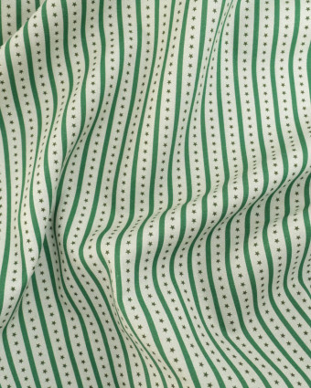 Tissu rayures et étoiles vert | Mercerine