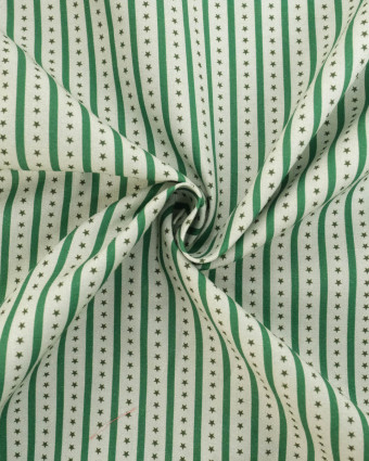 Tissu rayures et étoiles vert | Mercerine