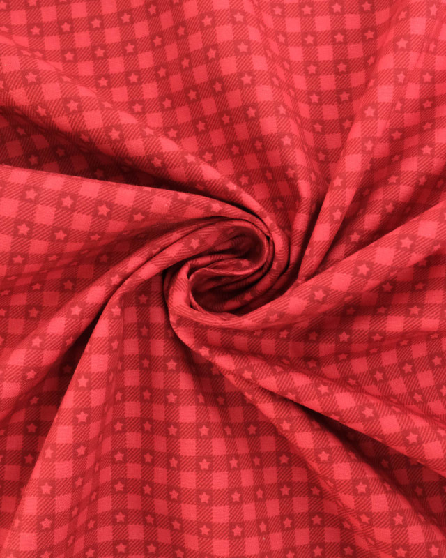 Tissu vichy et étoiles rouge | Mercerine