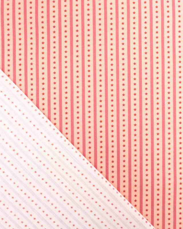 Tissu rayures et étoiles rose | Mercerine