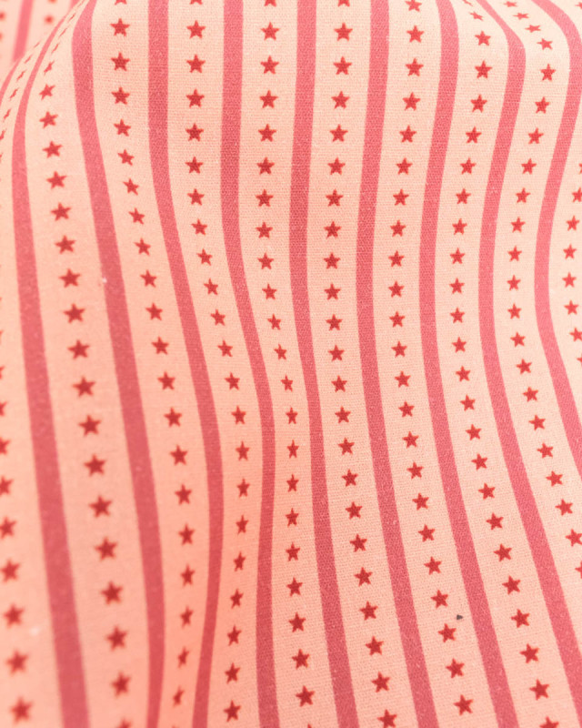 Tissu rayures et étoiles rose | Mercerine