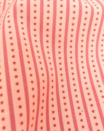 Tissu rayures et étoiles rose | Mercerine