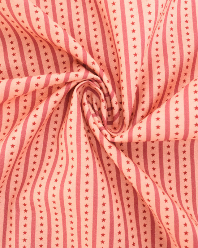 Tissu rayures et étoiles rose | Mercerine
