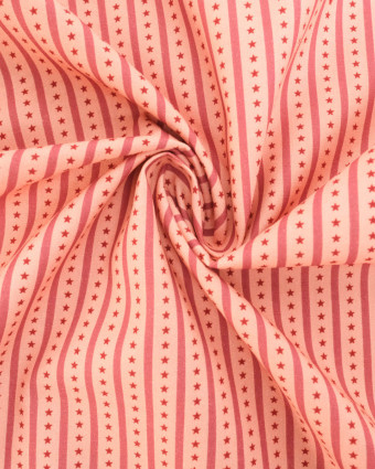 Tissu rayures et étoiles rose | Mercerine
