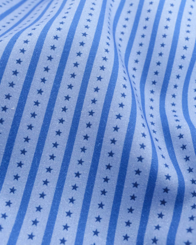 Tissu rayures et étoiles bleu| Mercerine