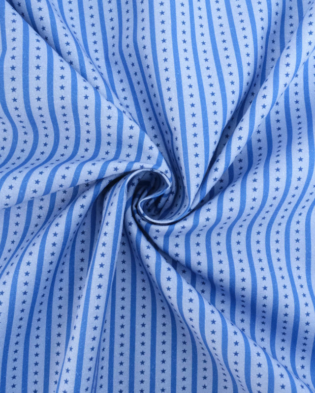 Tissu rayures et étoiles bleu| Mercerine