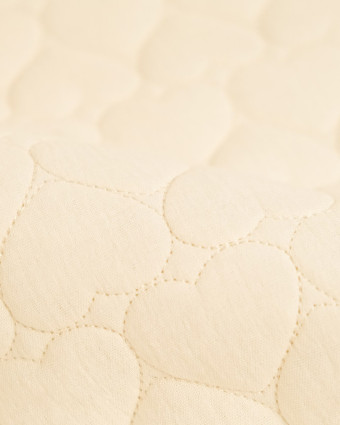 Tissu Double Gaze Matelassé Broderie Cœur Ecru Naturel - Mercerine
