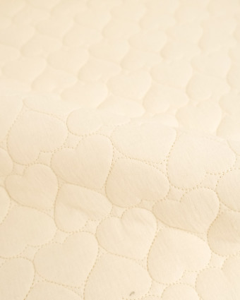 Tissu Double Gaze Matelassé Broderie Cœur Ecru Naturel  - Mercerine