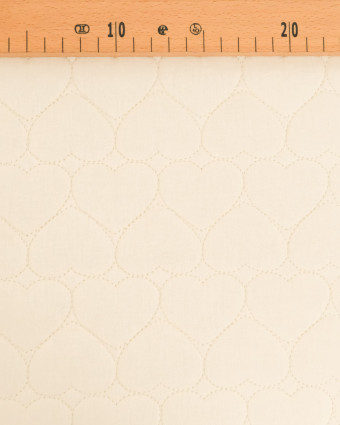 Tissu Double Gaze Matelassé Broderie Cœur Ecru Naturel - Mercerine