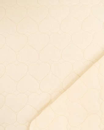 Tissu Double Gaze Matelassé Broderie Cœur Ecru Naturel - Mercerine