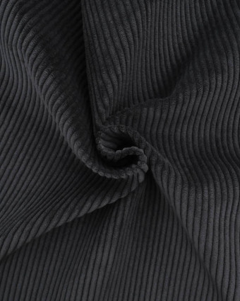 Velours Côtelé Ameublement Belém Anthracite - Mercerine