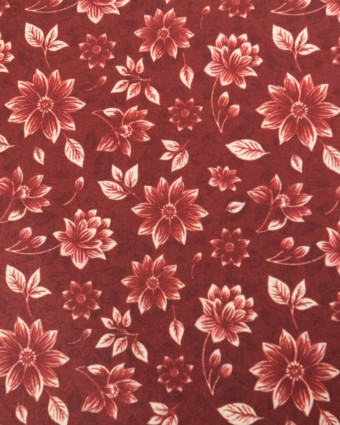 Popeline de Coton Imprimé Fleur Bordeaux - Mercerine