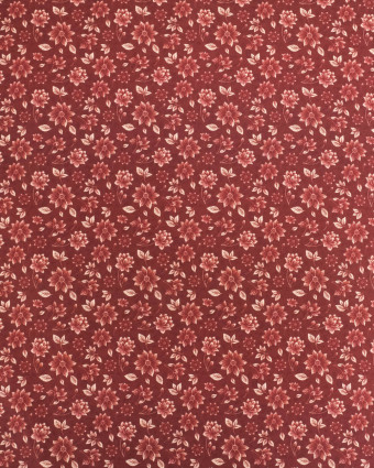 Popeline de Coton Imprimé Fleur Bordeaux - Mercerine