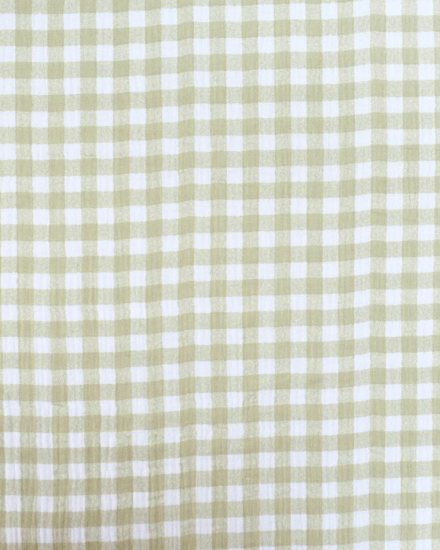 Double gaze de coton vichy vert sauge - Mercerine