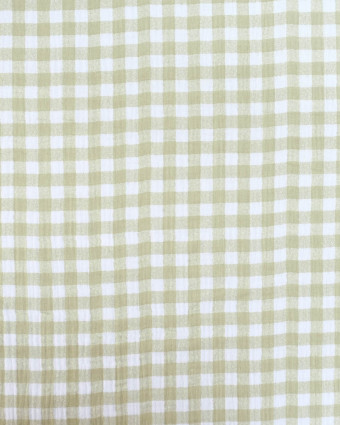 Double gaze de coton vichy vert sauge - Mercerine