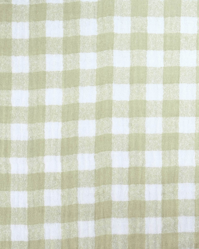 Double gaze de coton vichy vert sauge - Mercerine