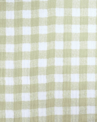 Double gaze de coton vichy vert sauge - Mercerine