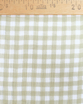 Double gaze de coton vichy vert sauge - Mercerine