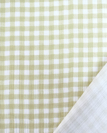 Double gaze de coton vichy vert sauge - Mercerine