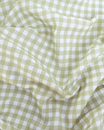 Double gaze de coton vichy vert sauge - Mercerine