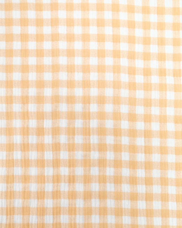 Double gaze de coton vichy orange - Mercerine