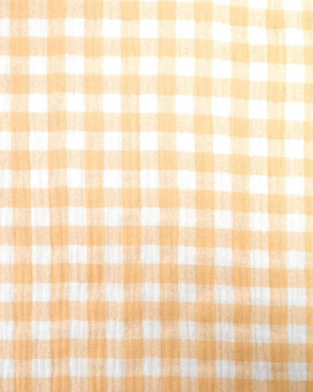 Double gaze de coton vichy orange - Mercerine