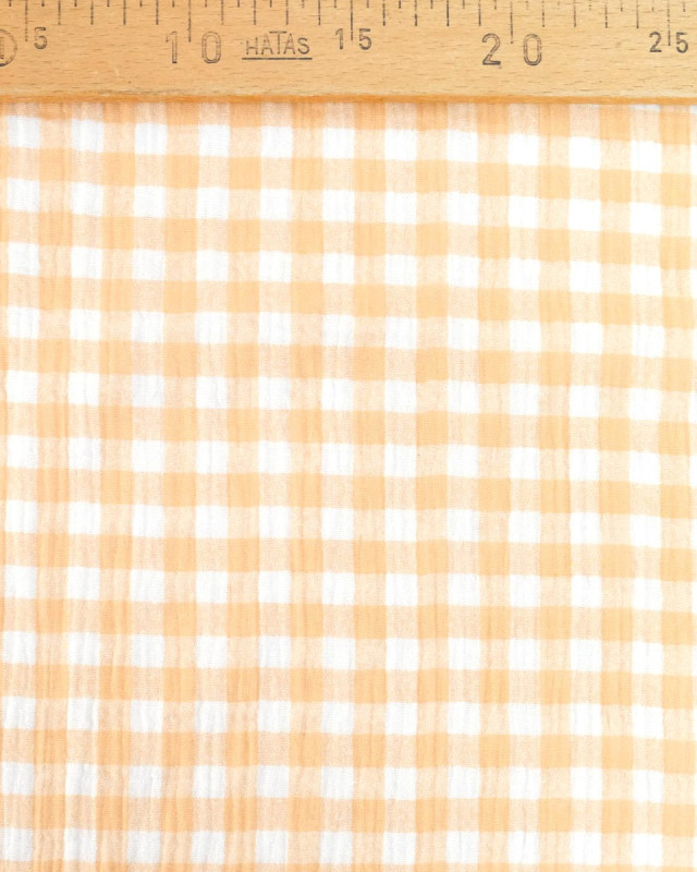 Double gaze de coton vichy orange - Mercerine
