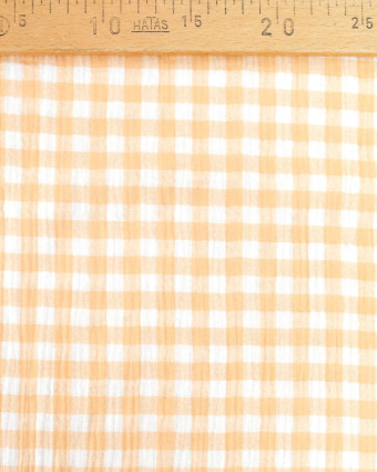 Double gaze de coton vichy orange - Mercerine