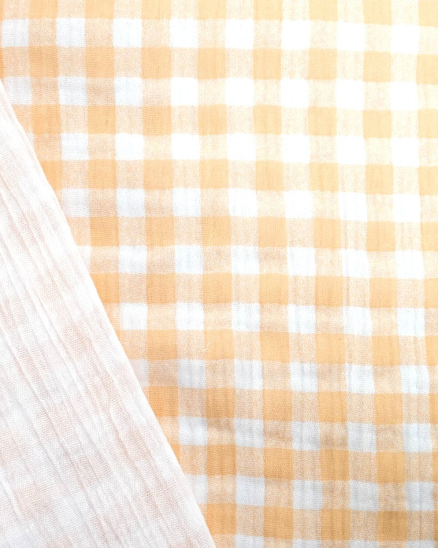 Double gaze de coton vichy orange - Mercerine