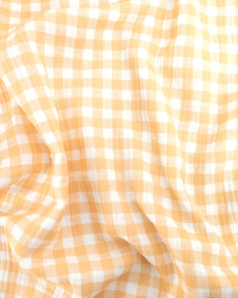 Double gaze de coton vichy orange - Mercerine
