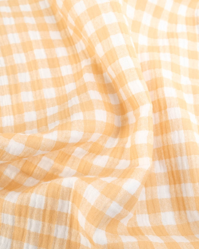 Double gaze de coton vichy orange - Mercerine