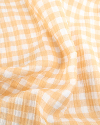 Double gaze de coton vichy orange - Mercerine