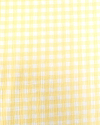 Double gaze de coton vichy jaune - Mercerine