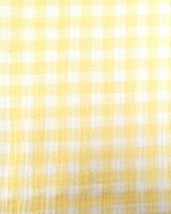 Double gaze de coton vichy jaune - Mercerine