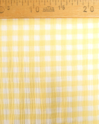 Double gaze de coton vichy jaune - Mercerine