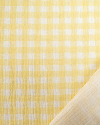 Double gaze de coton vichy jaune - Mercerine