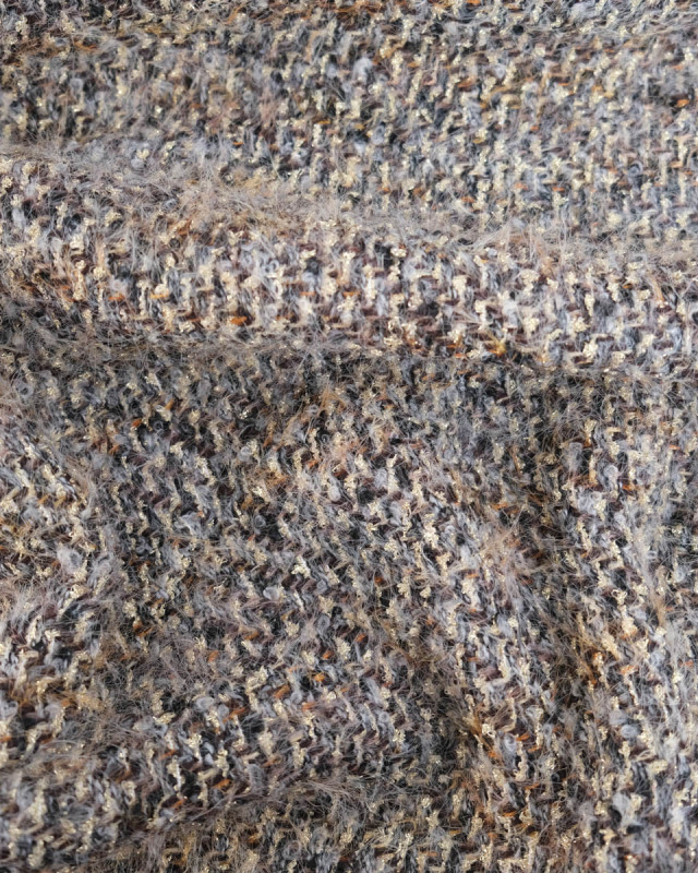 Tissu tweed gris chiné et fils dorés - Mercerine