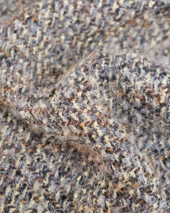 Tissu tweed chiné gris avec fils dorés - Mercerine