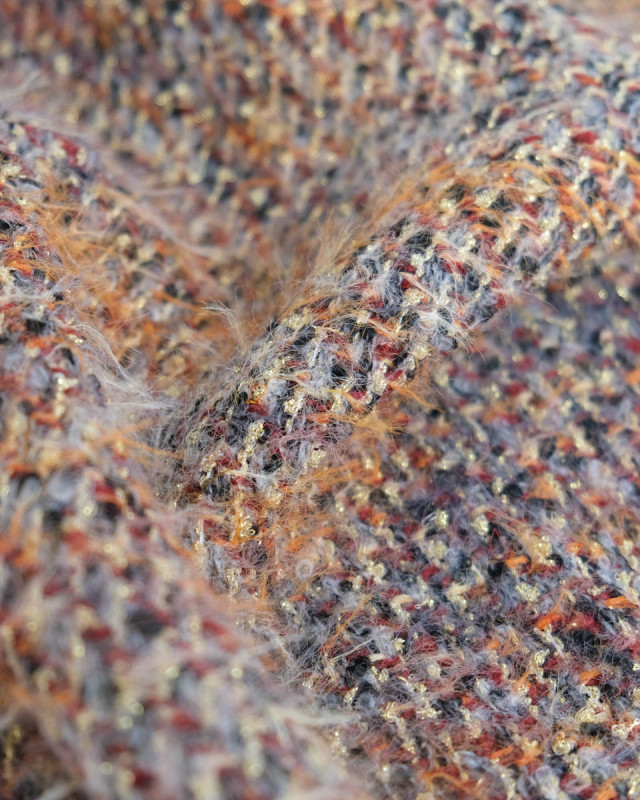 Tissu tweed chiné orange et doré - Mercerine