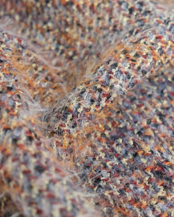 Tissu tweed chiné orange et doré - Mercerine
