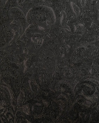 Jacquard stretch noir à feuillage - Mercerine