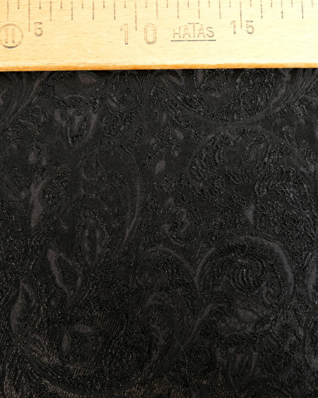 Jacquard stretch noir à feuillage - Mercerine