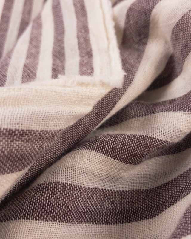 Double Gaze réversible Kokka Stripes bordeaux - par 10cm