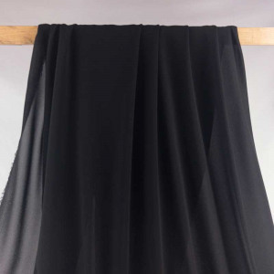 Tissu crepe georgette noir au mètre - Tissus en ligne Mercerine - tissu transparent noir