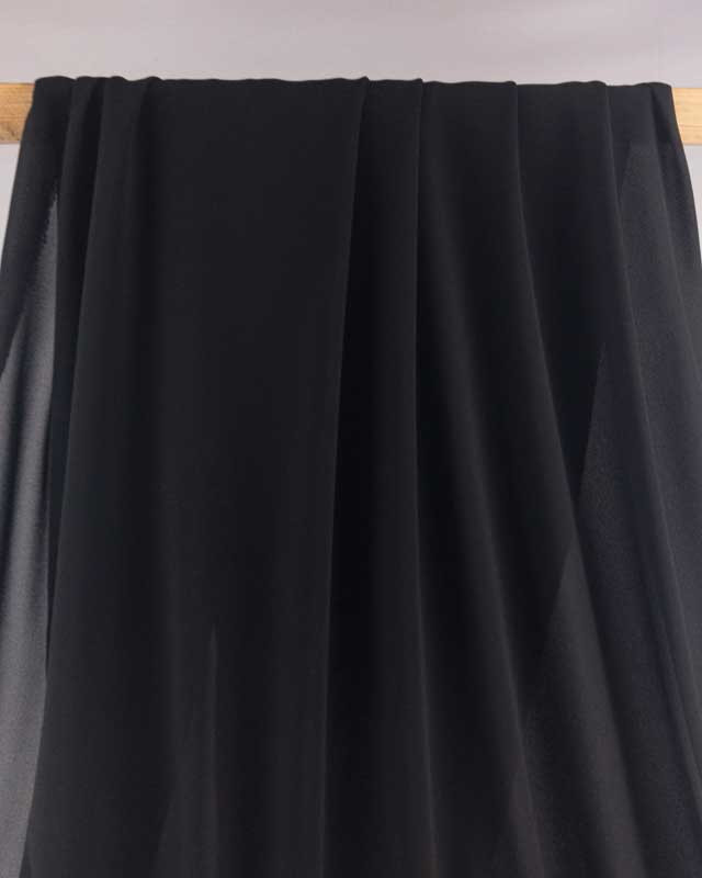 Tissu crepe georgette noir au mètre - Tissus en ligne Mercerine - tissu transparent noir