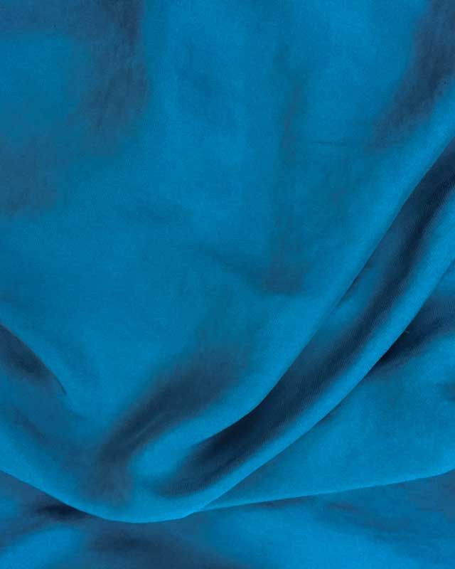 Tissu satiné bleu paon fin - par 10cm