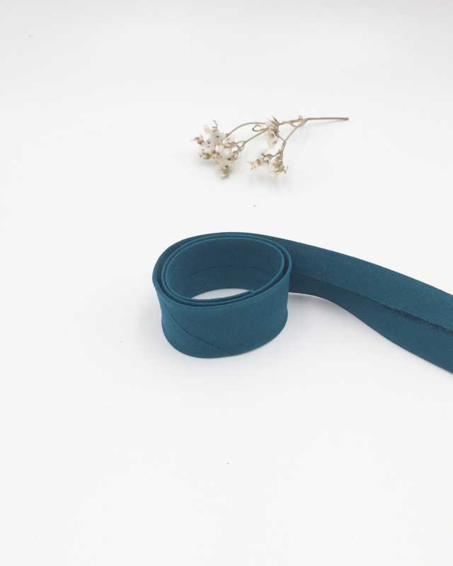 Biais coton bio bleu canard 20mm - Mercerine