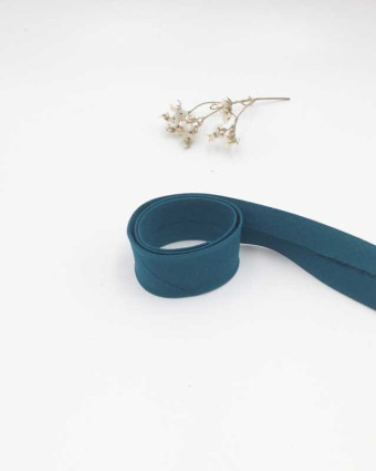 Biais coton bio bleu canard 20mm - Mercerine