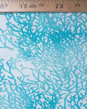 Toile coton Calédonie turquoise x10cm