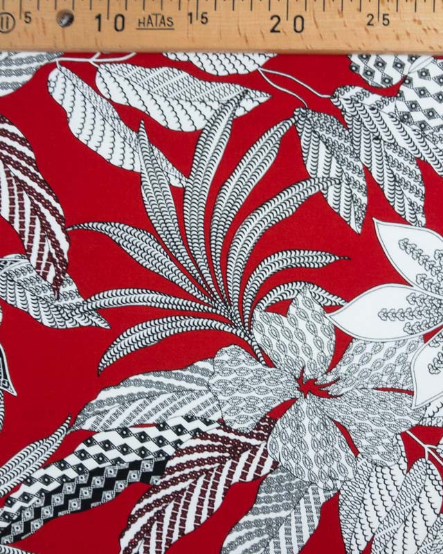 Viscose Fleurs Bohème Rouge